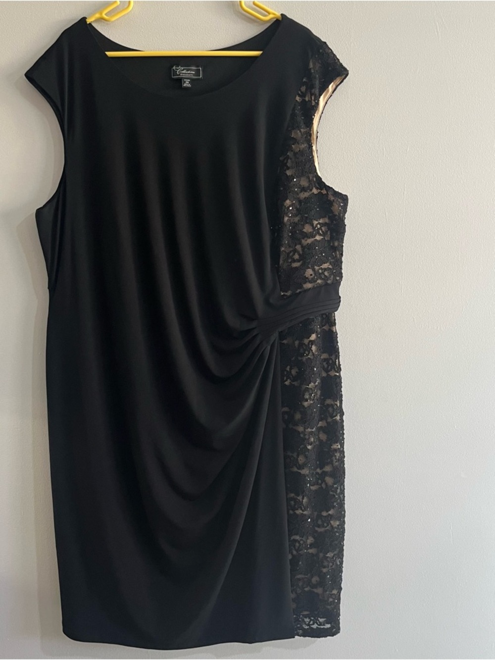 Dress Barn Black Lace Beads Sheath Wrap Women's PLUS Cocktail Formal Midi Dress